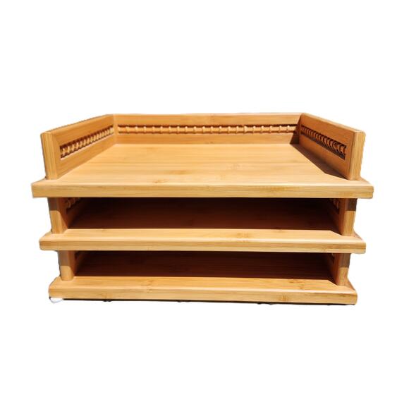 Genuine Bamboo Lattice Desktop Document Stacking Tray - Picture 8 of 10